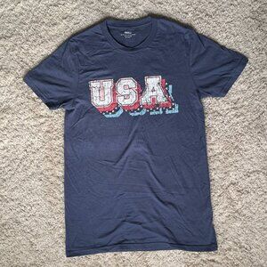 Navy Blue USA Women's Short Sleeve Shirt Size S